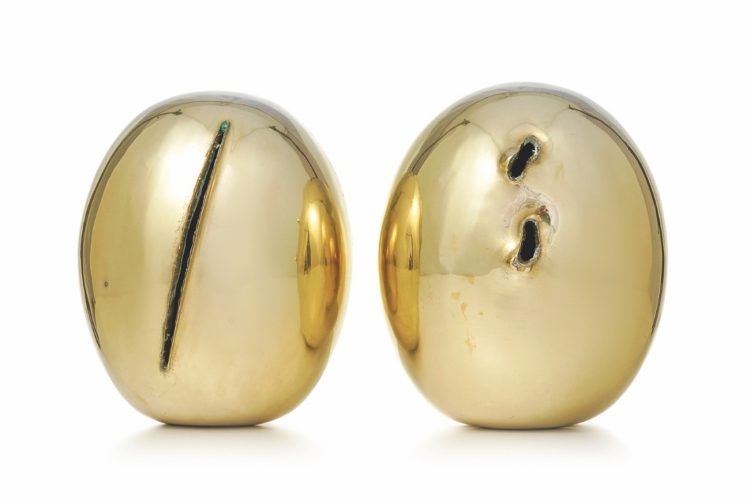 Lucio Fontana (1899-1968) Concerto Speziale, 1967, two sculptures in gilded brass, sold at auction for CHF 212'000