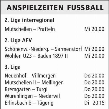 ANSPIELZEITEN FUSSBALL