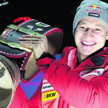 Freude und Bammel - Marco Odermatt sorgt in Adelboden für ein Skifest. Das freut Urs Lehmann. Bild: Freshfocus