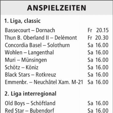 ANSPIELZEITEN