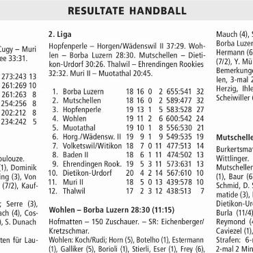 RESULTATE HANDBALL