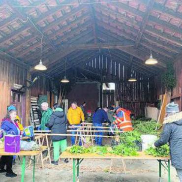 19 Palmbäume in Wohler Kirche - Da der Chappelehof nicht zur Verfügung stand, musste eine Scheune in der Steingasse genügen.