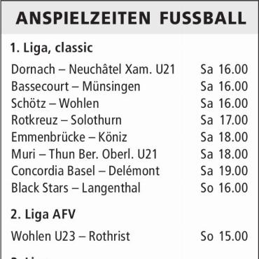ANSPIELZEITEN FUSSBALL