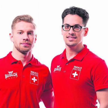 Das Turnier ihres Lebens - Kickboxen war bislang nicht olympisch, doch soll es 2028 werden. Roy Cipriano (links) und Danylo Mancari dürfen nun an den European Games starten. Bild: zg