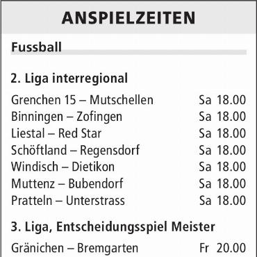 ANSPIELZEITEN
