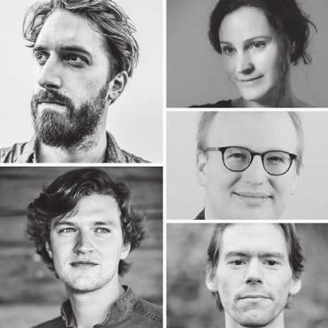 Annäherung an Schubert - Fünf Künstler spannen für dieses Schubert-Projekt zusammen (von links oben im Uhrzeigersinn): Sascha Garzetti, Rahel Sohn, Silvan Fischbacher, Maris Egli und Jonas Arnet. Bild: zg