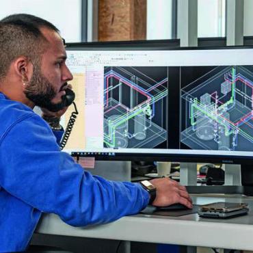 Ritschard Gebäudetechnik AG an neuem Standort - Die Gebäudetechnik-Spezialisten nutzen die modernsten technischen Möglichkeiten, was die detaillierte Planung und Ausführung erst möglich macht. Bild: zg