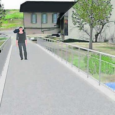Wer darf über die Brücke? - So in etwa könnte sich die neue Brücke präsentieren. Der neue Übergang soll sich durch seine filigrane Erscheinung besser in die Umgebung der Tieffurt einpassen.