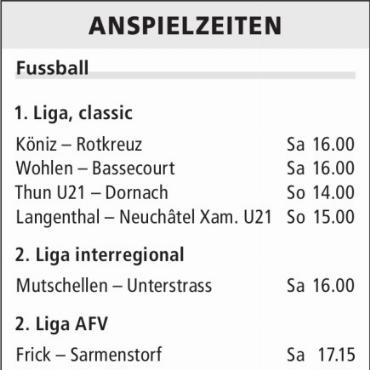 ANSPIELZEITEN