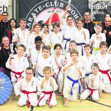 Sportlich stark - Das grosse Team des Karate-Clubs Wohlen am 41. Kolibricup. Bild: zg