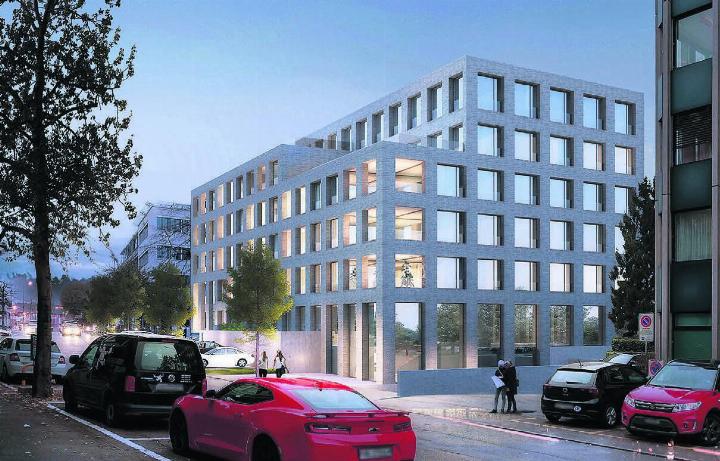 Die AKB investiert 16 Millionen Franken in den Standort Wohlen: An der Bahnhofstrasse entsteht ein modernes Bankgebäude mit stilvollen Wohnungen. Bild: pd