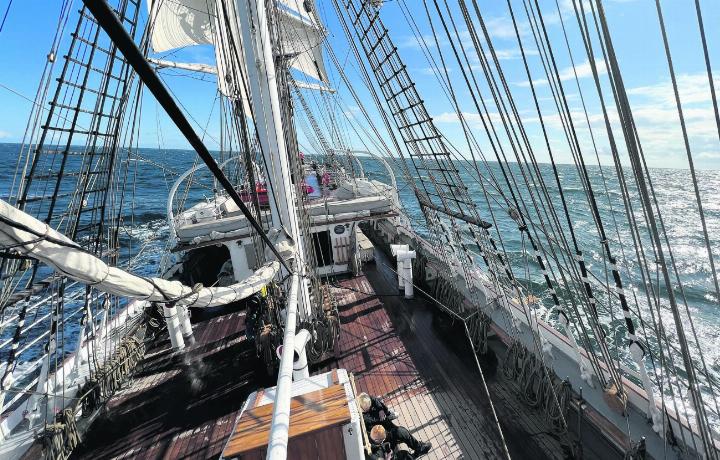 Das norwegische Segelschiff «Christian Radich» unterwegs in der Nordsee am «Tall Ships Race» von den Shetland Islands nach Südnorwegen. Foto: Edi Strub, Rheinfelden