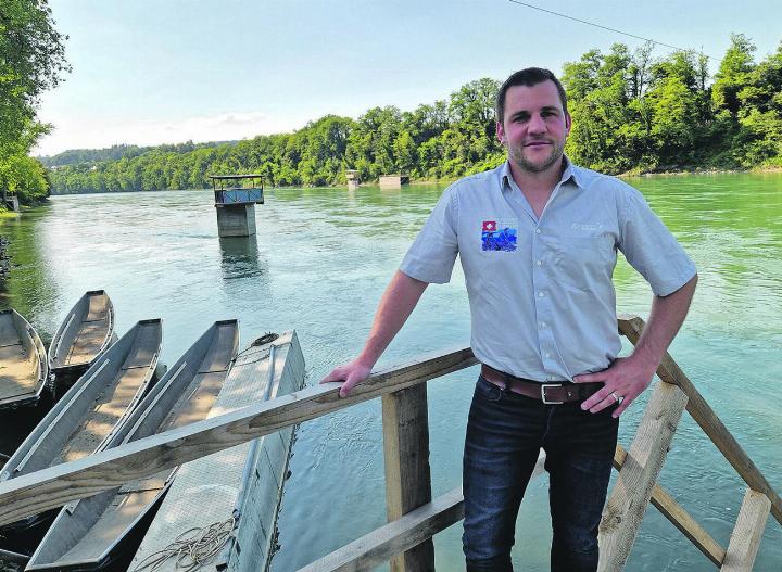 OK-Präsident Nico Häusler: «Die Vorfreude ist riesig.» Im Hintergrund das erstellte Wettkampf-Element, für dessen Bau auch Bewilligungen von deutschen Behörden nötig waren. Foto: Bernadette Zaniolo
