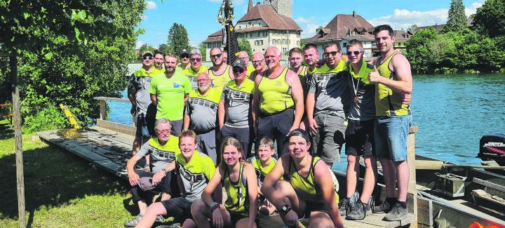 Zufriedene Pontoniere beim Kantonal Bernischen Wettfahren. Foto: zVg