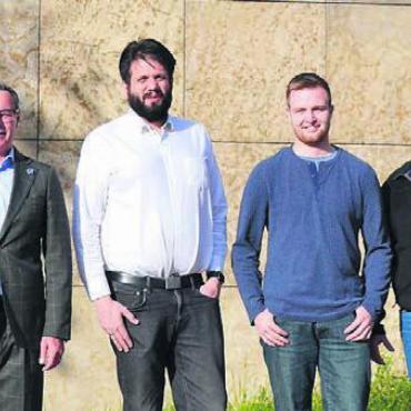 Mit neuer Kraft - Der Vorstand der SVP Widen: (v. l.) Mario Alini, Claudio Müller, Michel Loretan und Daniel Hinni. Bild: zg