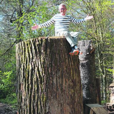 Momente für die Ewigkeit - 3. Mai: Der Joner Bildhauer Ruedi Roth verarbeitete den neun Meter langen Stamm einer Pappel aus dem Schutzgebiet «Rüssmatten» zu verschiedenen Kunstwerken.