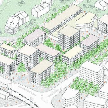 Zentrum wächst in die Höhe - So könnte die Kernzone Welschloh künftig bebaut sein. Visualisierung: sa_partners