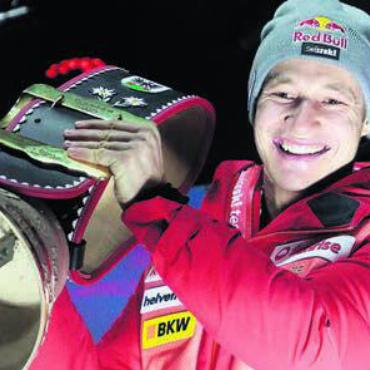 Freude und Bammel - Marco Odermatt sorgt in Adelboden für ein Skifest. Das freut Urs Lehmann. Bild: Freshfocus