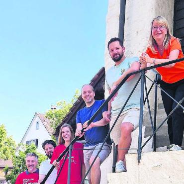 Politik macht Pause - Machen gemeinsame Sache: Stefan Dietrich, Claudio Müller, Jacqueline Stierli, Cyril Lilienfeld, Sandro Schmid und Karin Koch Wick (von links). Bild: zg