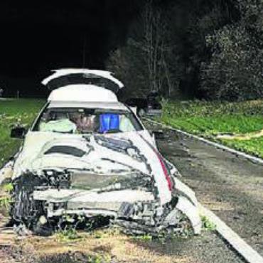 Baum stürzt auf Fahrzeuge - Glück im Unglück: Obwohl ein Baum auf ihr Auto fiel, blieb diese Lenkerin unverletzt. Bild: zg