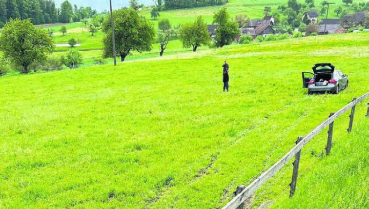 Nachdem die Automobilistin eingeschlafen war, fuhr sie 30 Meter in eine Wiese, ehe sie zum Stillstand kam. Bild: pz