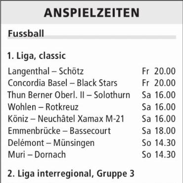 ANSPIELZEITEN