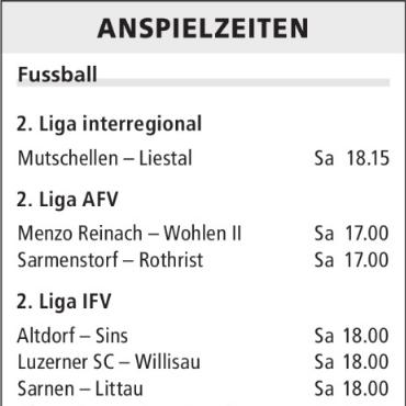 ANSPIELZEITEN