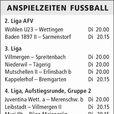ANSPIELZEITEN FUSSBALL