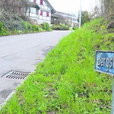 Ganz schön eng hier - Die Bergstrasse führt vom Dorf hinaus zur Waldhütte. Sie ist an vielen Stellen eng und unübersichtlich. Ein neues Trottoir im oberen Bereich soll für mehr Sicherheit sorgen. Bild: Chregi Hansen