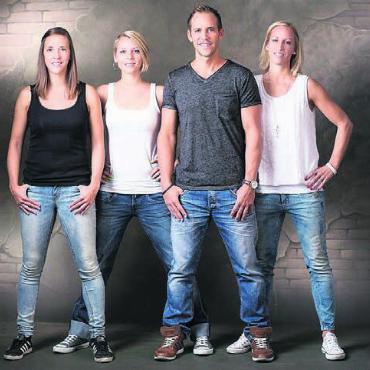 Der fitte Oldie - Marc Leuenberger und seine handballspielenden Schwestern (von links): Jacqueline, Corinne und Jeaninne.
