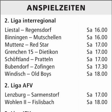 ANSPIELZEITEN
