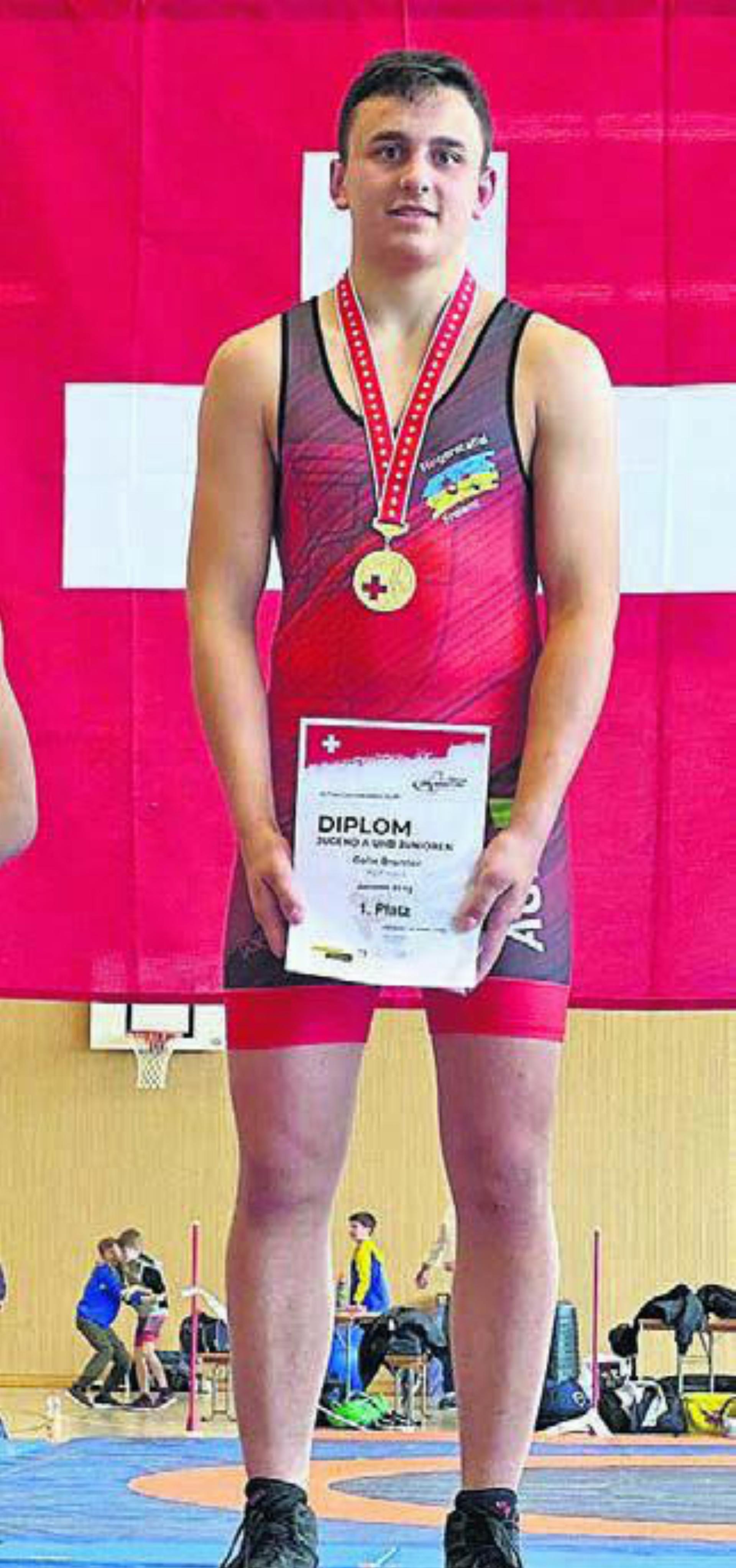 Der Goldjunge: Colin Brunner holte an der SM in Kriessern die einzige Goldmedaille für die RS Freiamt. Bild: zg