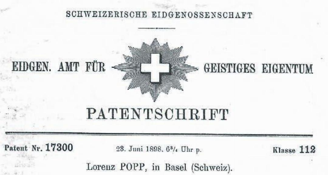 Ein fast historisches Dokument: die Patentschrift des Popp-Patent-Motorwagens.