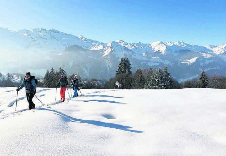 Durch den unberührten Schnee: Die Naturfreundinnen und Naturfreunde erlebten einen herrlichen Tag. Bild: zg